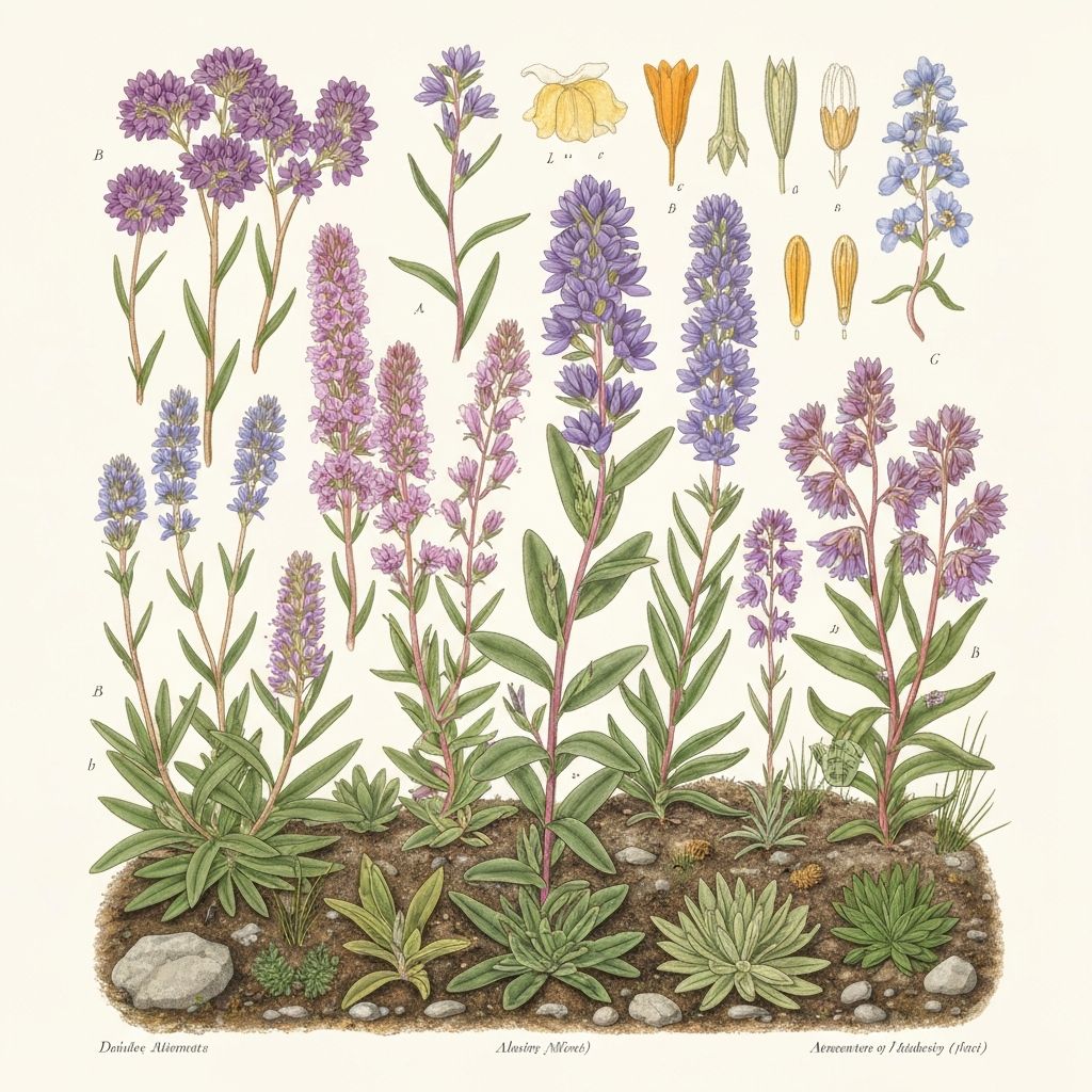 Botanical diversity showing different plant families with flavonoid content